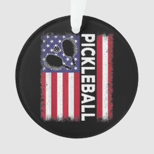 Pickleball American Flag Funny Pickleball Lover Vi Ornament