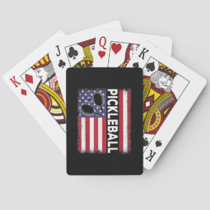 Pickleball American Flag Funny Pickleball Lover Vi Playing Cards