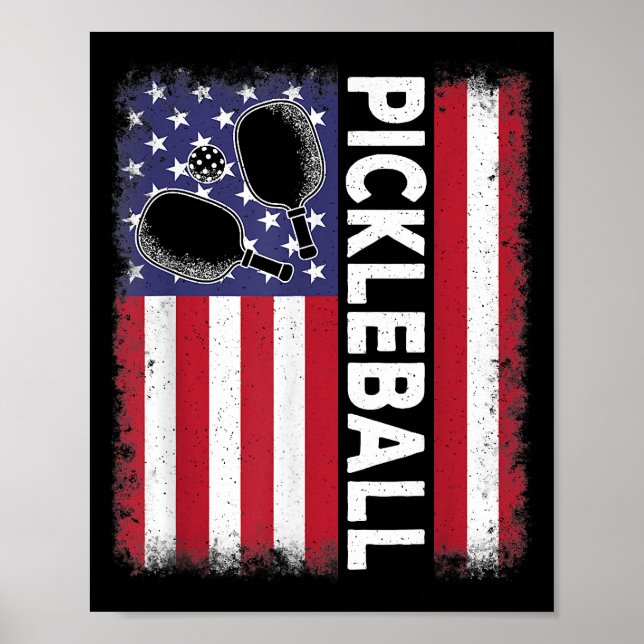 Pickleball American Flag Funny Pickleball Lover Vi Poster (Front)