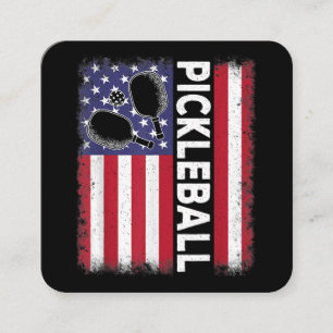 Pickleball American Flag Funny Pickleball Lover Vi Square Business Card