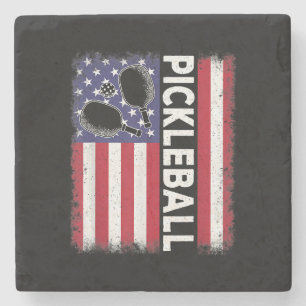 Pickleball American Flag Funny Pickleball Lover Vi Stone Coaster
