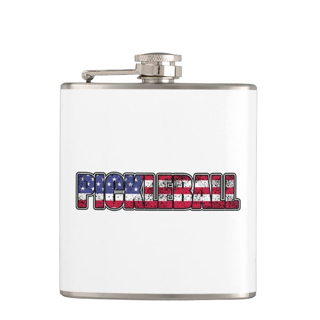 Pickleball American Flag Hip Flask (Front)