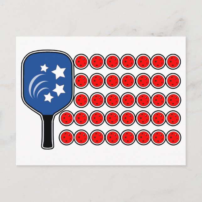 Pickleball American Flag Independence Day Postcard (Front)