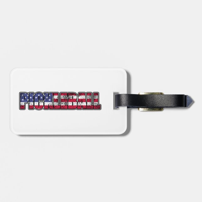 Pickleball American Flag Luggage Tag (Back Horizontal)