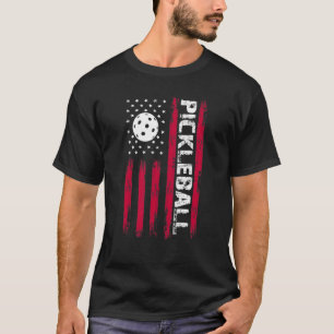 Pickleball American Flag Patriotic USA Fun Leisure T-Shirt