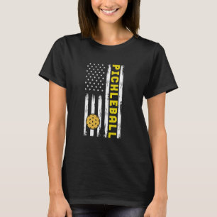 Pickleball American Flag Pickle Ball Paddleball Lo T-Shirt
