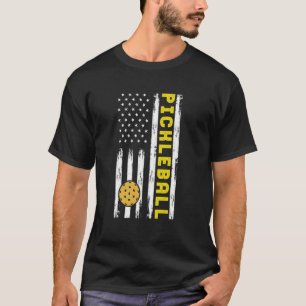 Pickleball American Flag Pickle Ball Paddleball Lo T-Shirt