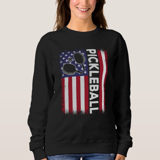 Pickleball American Flag Pickleball Vintage Sweatshirt (Front)
