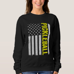 Pickleball American Flag Us 4th Of July Men Pickle Sweatshirt
