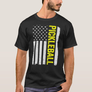 Pickleball American Flag Us 4th Of July Men Pickle T-Shirt