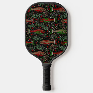 Pickleball and Fishing Brook Trout Red Green Grey Pickleball Paddle
