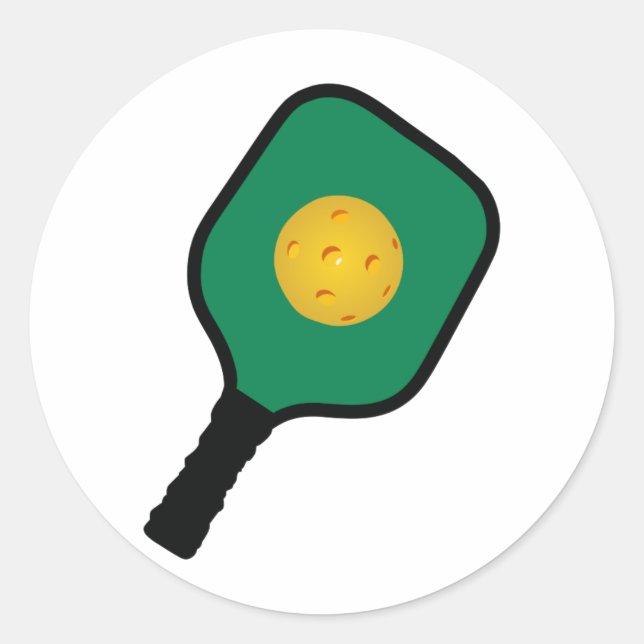 PICKLEBALL AND PADDLE CLASSIC ROUND STICKER (Front)