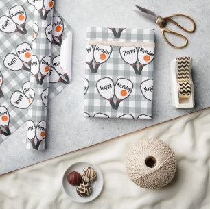 Pickleball and Paddle for Birthday  Wrapping Paper