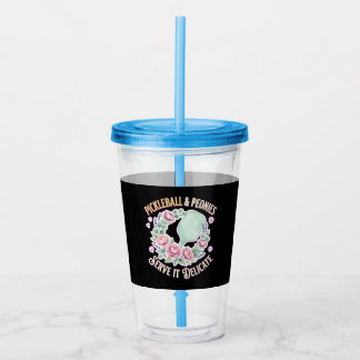 Pickleball And Peonies Serve It Delicate Acrylic Tumbler