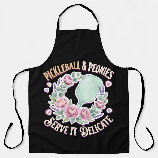 Pickleball And Peonies Serve It Delicate Apron (Front)