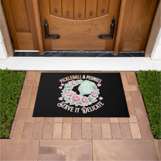 Pickleball And Peonies Serve It Delicate Doormat