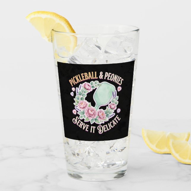 Pickleball And Peonies Serve It Delicate Glass (Front Ice)