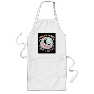 Pickleball And Peonies Serve It Delicate Long Apron