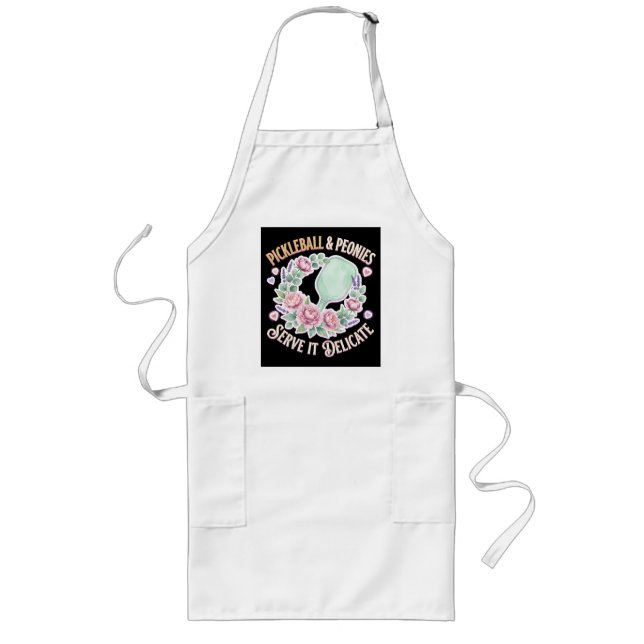 Pickleball And Peonies Serve It Delicate Long Apron (Front)