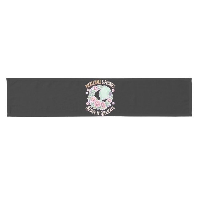 Pickleball And Peonies Serve It Delicate Short Table Runner (Horizontal)