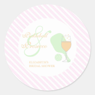 Pickleball and Prosecco Bridal Shower Classic Round Sticker