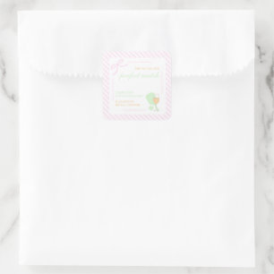 Pickleball and Prosecco Bridal Shower Square Sticker