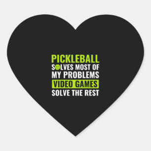 Pickleball and Video Games Pickleball Quote Funny Heart Sticker