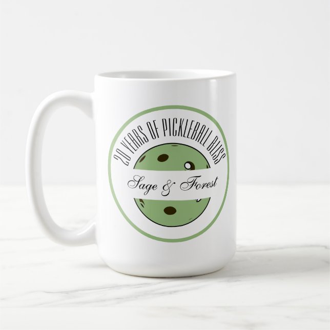 Pickleball Anniversary Sage Pickleball Personalise Coffee Mug (Left)