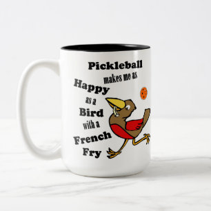 Pickleball - As Happy As A Bird With A French Fry Two-Tone Coffee Mug