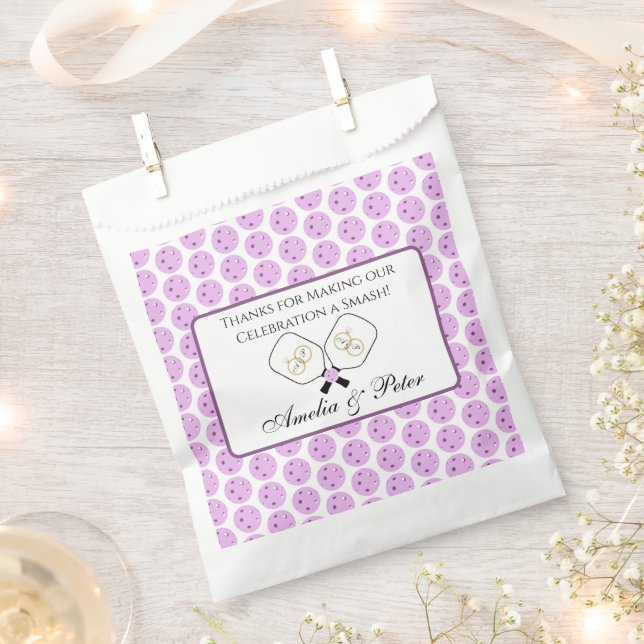Pickleball Bach Party Lavender Personalised Thanks Favour Bag (Clipped)