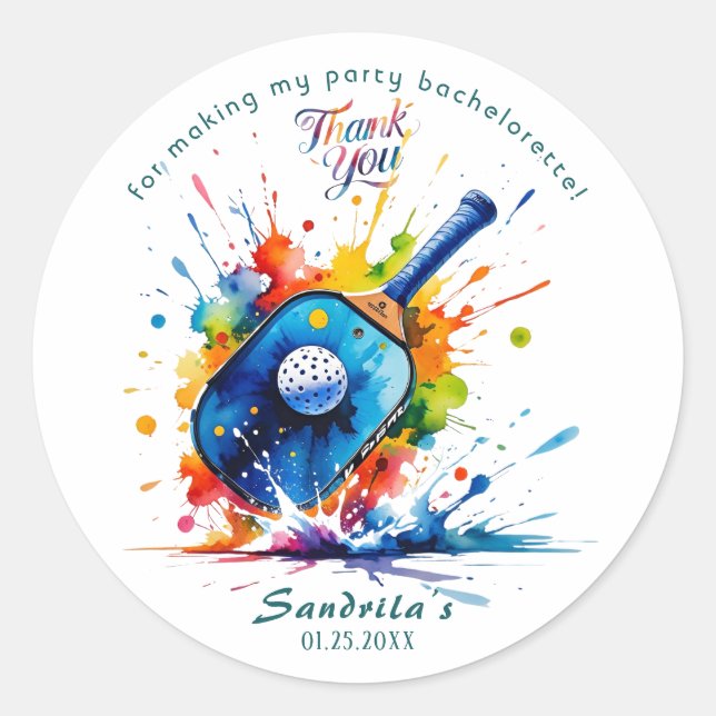 Pickleball  | Bachelorette  Classic Round Sticker (Front)