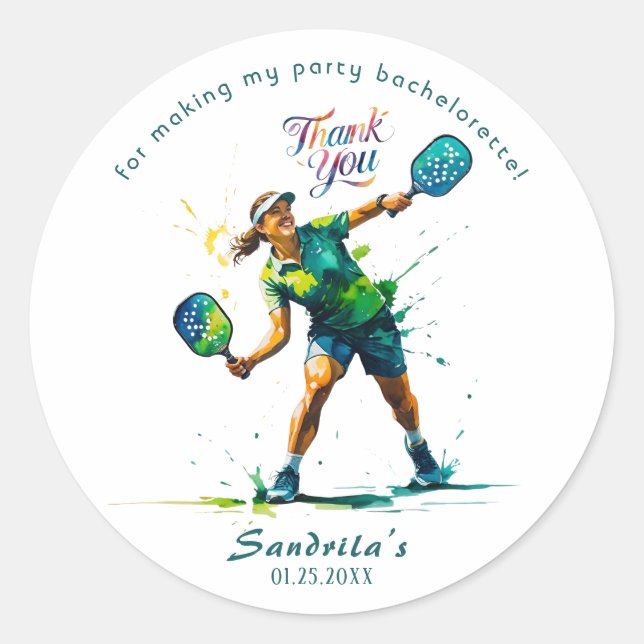 Pickleball  | Bachelorette  Classic Round Sticker (Front)