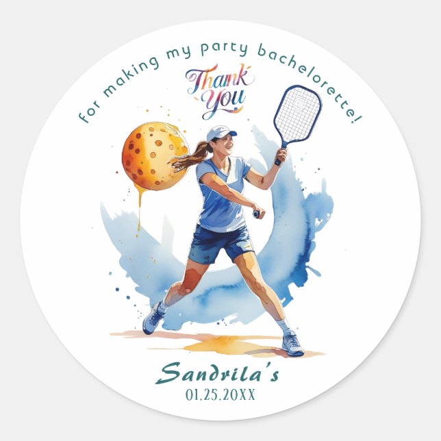 Pickleball  | Bachelorette  Classic Round Sticker (Front)