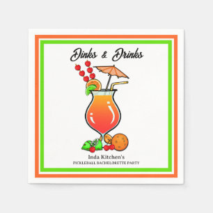 Pickleball Bachelorette Wedding Dinks & Drinks Napkin