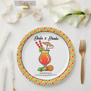 Pickleball Bachelorette Wedding Dinks & Drinks Paper Plate