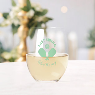 Pickleball Bachelorette Weekend Stemless Wine Glass
