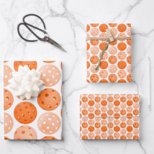 Pickleball Ball, Orange Pickleball Balls on White Wrapping Paper Sheet
