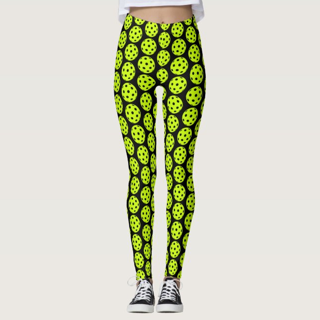 Pickleball Ball Pattern Leggings (Front)