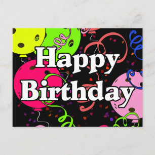 Pickleball Balloons Confetti Happy Birthday  Postcard