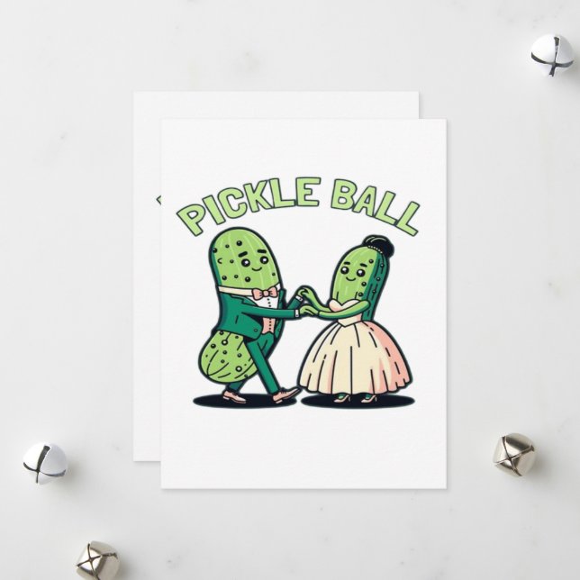 Pickleball Ballroom Dancing Holiday Card (Front/Back In Situ)