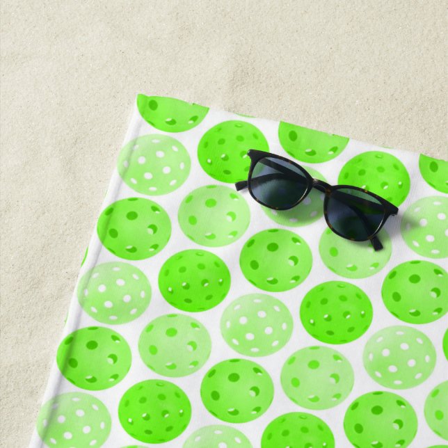 Pickleball Balls - Green Pickleball Balls on White Beach Towel (In Situ)
