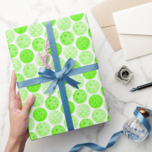 Pickleball Balls - Green Pickleball Balls on White Wrapping Paper