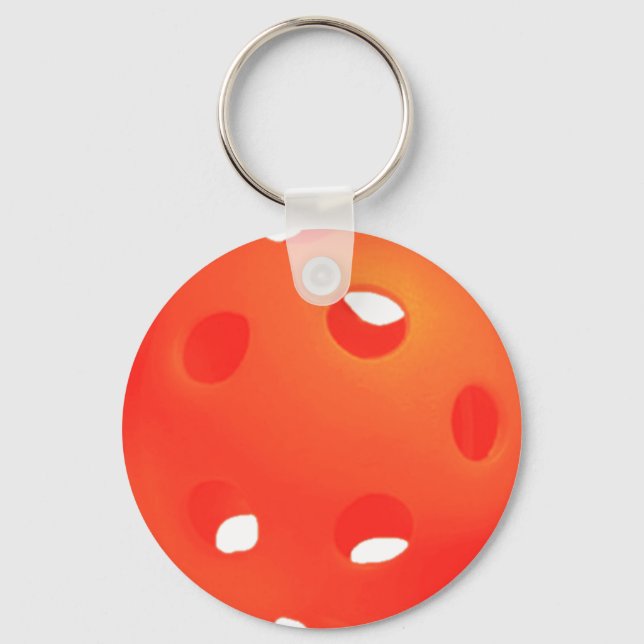 Pickleball Balls, Orange Pickleball Balls on White Key Ring (Front)