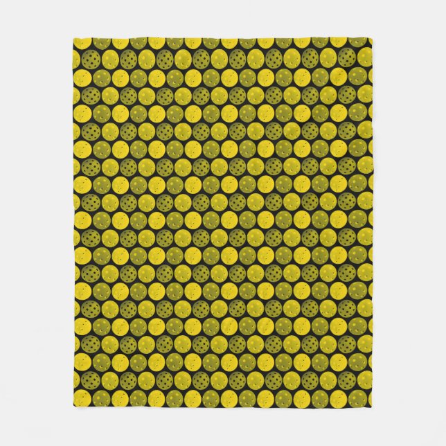 Pickleball Balls, Yellow Pickleballs on Black Fleece Blanket (Front)