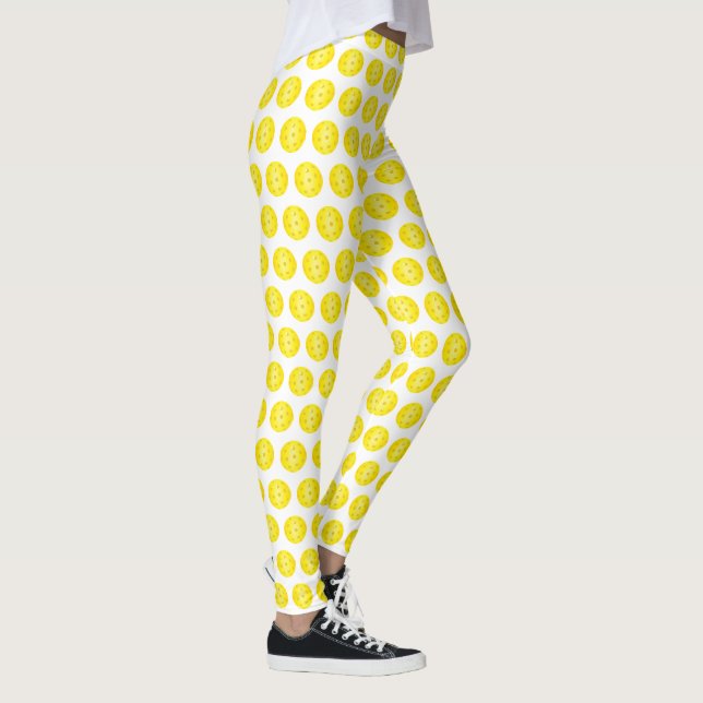 Pickleball Balls Yellow White Patterned Leggings (Right)