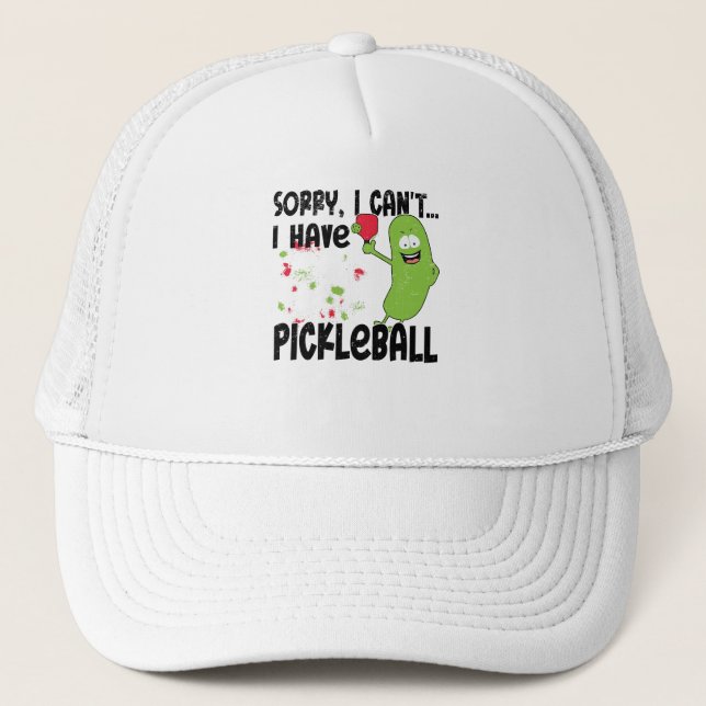 Pickleball Bat Player Hobby Pickle Sunset Trucker Hat (Front)