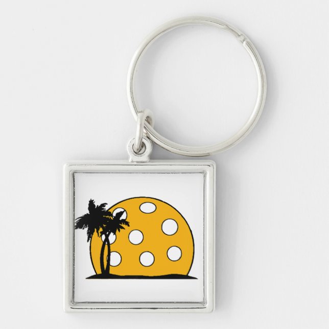 Pickleball Beach Sunset Key Ring (Front)