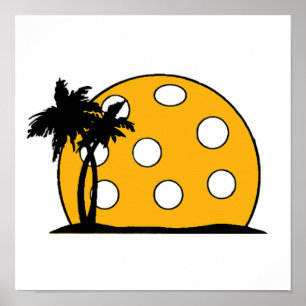 Pickleball Beach Sunset Poster