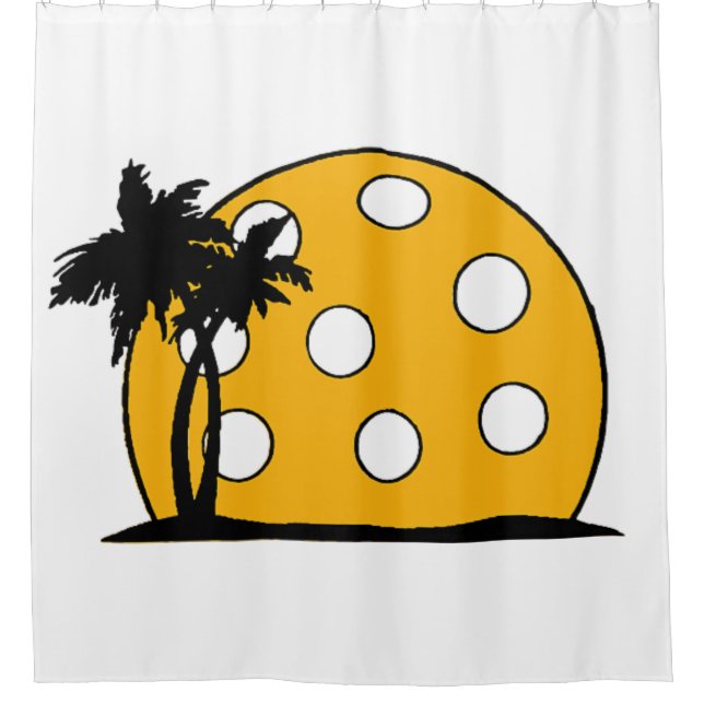 Pickleball Beach Sunset Shower Curtain (Front)