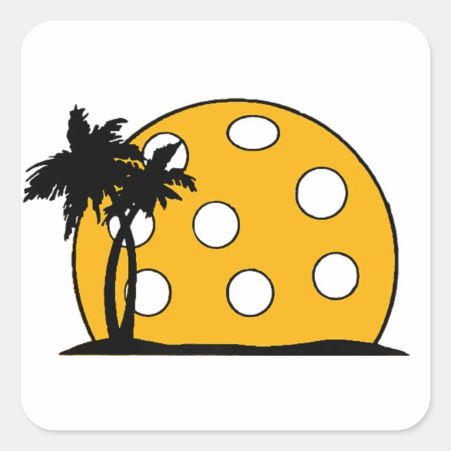 Pickleball Beach Sunset Square Sticker (Front)